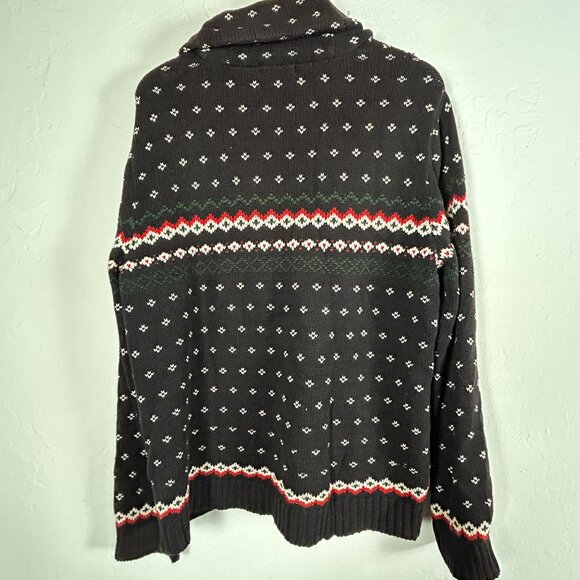 Vintage Chaps Ralph Lauren Womens Black Cotton Fair Isle Ski Knit Sweater XL - Picture 2 of 8